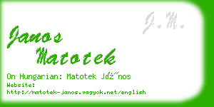 janos matotek business card